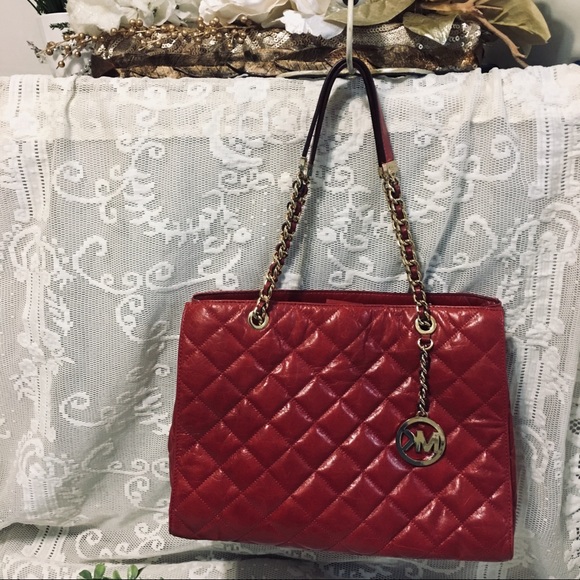 Michael Kors Susannah Dk Red LG Leather Tote bag - Picture 2 of 8